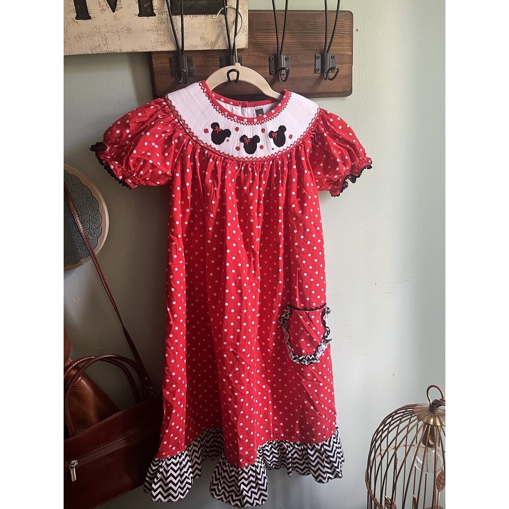 Banana Split Disney Parks Minnie Mouse Smocked Dress 6